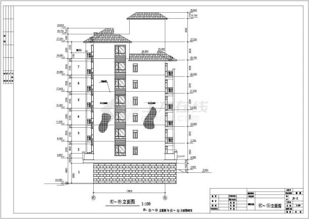天津市某小区4800平米7+1层框架商住楼建筑设计CAD图纸（底层商铺）-图一