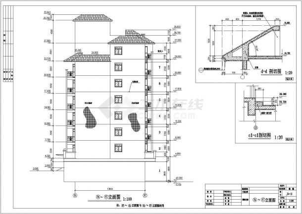 天津市某小区4800平米7+1层框架商住楼建筑设计CAD图纸（底层商铺）-图二