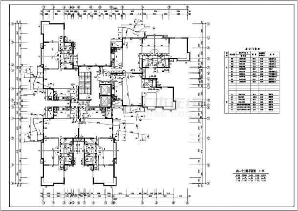 汾阳市某小区1.6万平米19层框架结构住宅楼建筑设计CAD图纸-图二