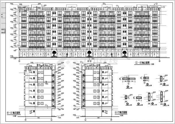 某小区5800平米7层框架结构住宅楼建筑设计CAD图纸（底层商铺）-图二