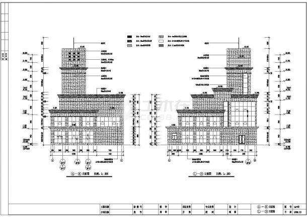 某休闲会所外装幕墙建筑设计cad施工图-图一