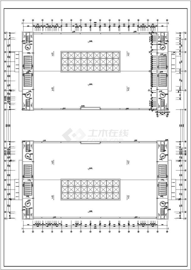 某高校二层食堂建筑设计cad施工图-图二