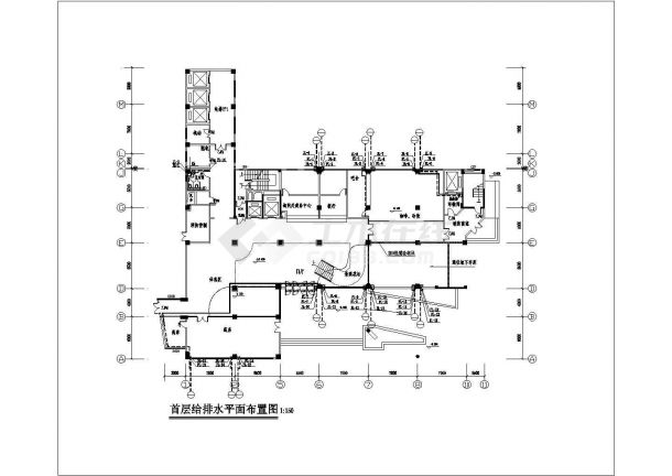 某医院1.3万平米13层框架结构医院综合功能楼给排水设计CAD图纸-图一