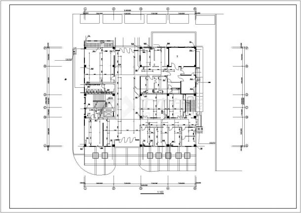 西安市某中医院7层门诊医务楼给排水施工设计CAD图纸-图一
