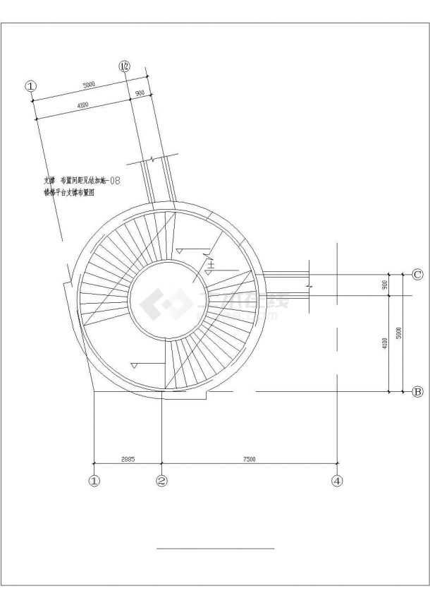 邢台市某村镇私人别墅旋转楼梯全套建筑设计cad图纸