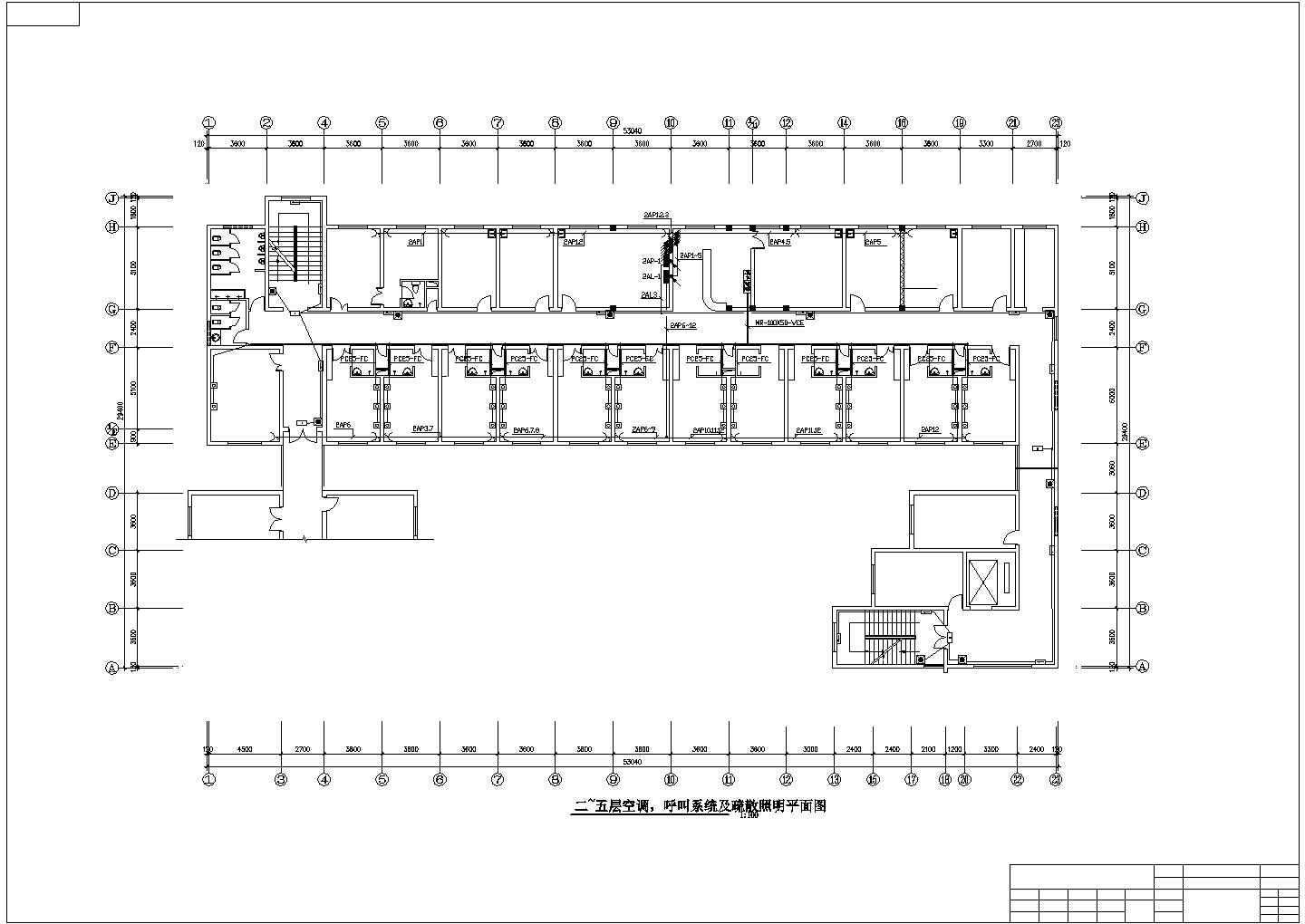 深圳某综合医院5层J型病房楼全套电气施工设计CAD图纸