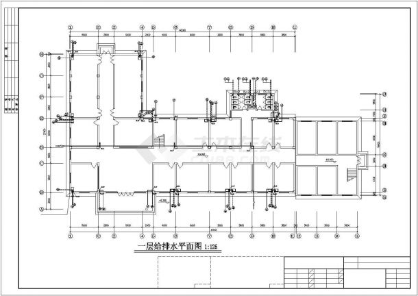 济南市某医院4层L型门诊楼全套给排水施工设计CAD图纸-图一