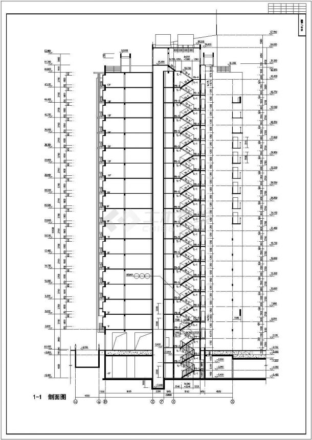 广州某小区17层框架结构住宅楼建筑设计CAD图纸（不含架空层）-图一