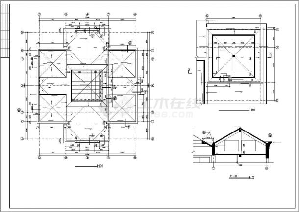 马鞍山市某小区2400平米3层框架结构综合会所全套建筑设计CAD图纸-图一