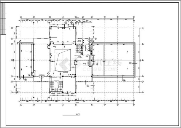 马鞍山市某小区2400平米3层框架结构综合会所全套建筑设计CAD图纸-图二
