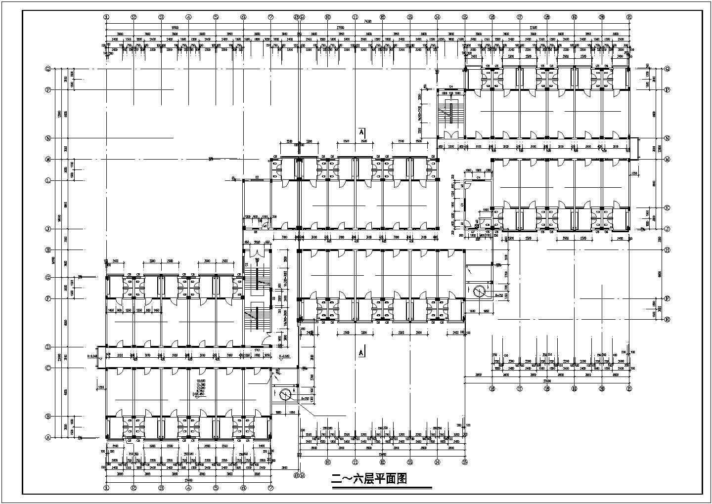 3250平米6层砖混结构住宅楼建筑设计CAD图纸（不含半地下室）
