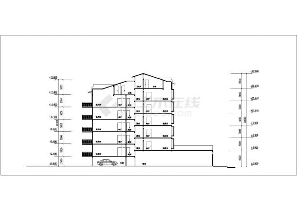 湖州市某新建小区6层砖混住宅楼立剖面设计CAD图纸（3套方案）-图一