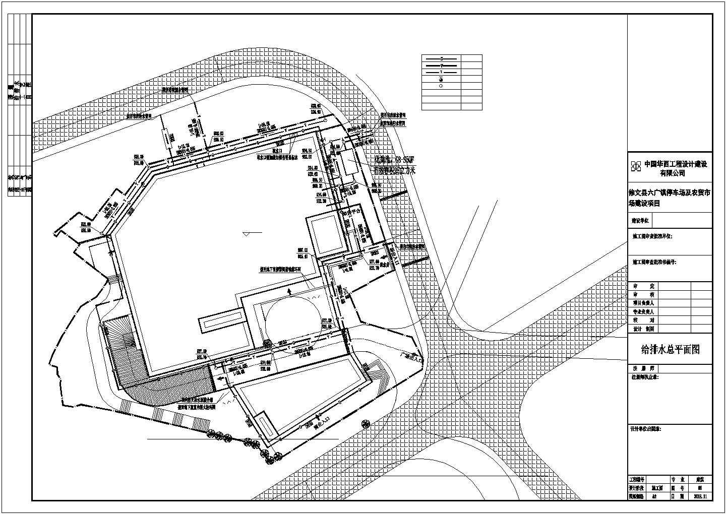 某地大型停车场区域给排水系统设计图