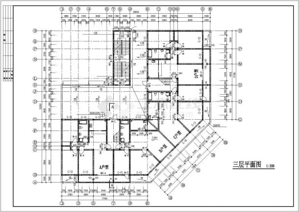 某小区3250平米六层框混结构商住楼建筑设计CAD图纸（1-2层商用）-图一