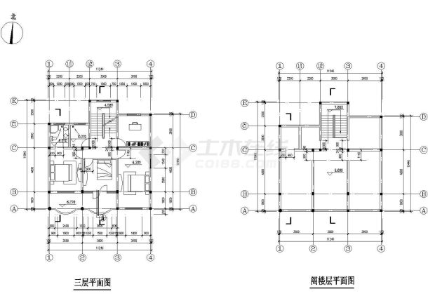 南通市某村镇290平米3层砖混结构自建民居楼建筑设计CAD图纸-图二