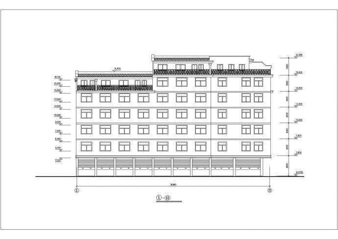 3900平米6+1层框混结构临街商住楼建筑设计CAD图纸（底层商铺/含阁楼）_图1