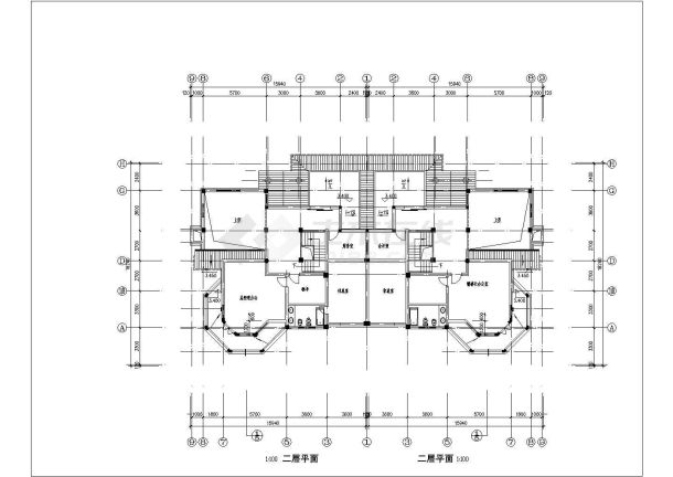梨园路某八十年年代老别墅建筑施工设计CAD图纸-图二