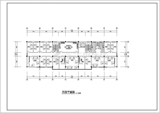 某单位公司2800平米6层框架结构办公楼建筑设计CAD图纸（含效果图）-图一