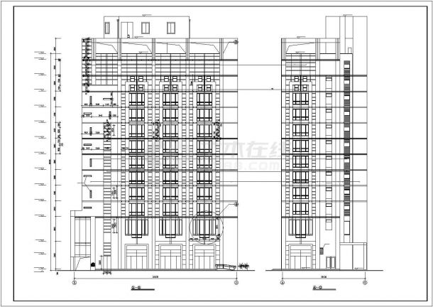 宁波市某街道1.2万平米14层框架结构底商写字楼建筑设计CAD图纸-图二