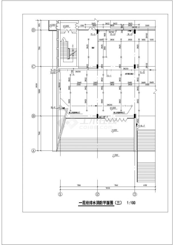 8层办公楼给排水CAD建筑设计施工图-图二