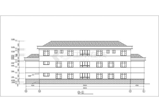 南宁市某市政单位1900平米3层砖混结构办公楼建筑设计CAD图纸-图一