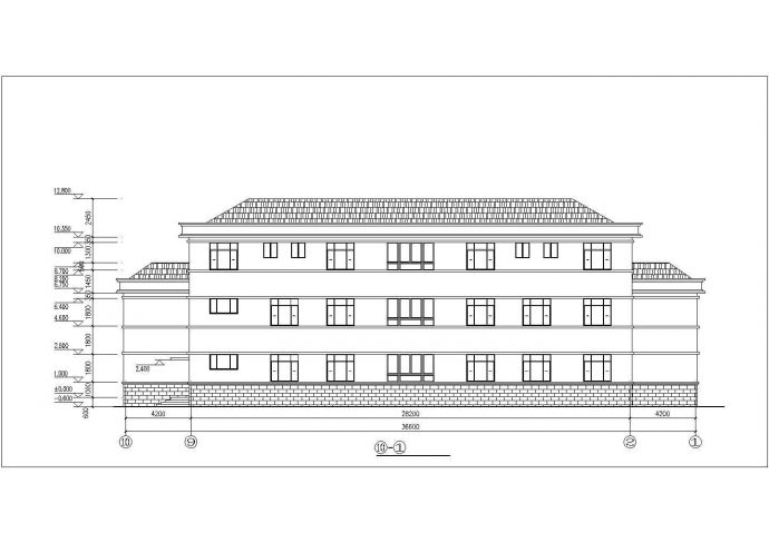 南宁市某市政单位1900平米3层砖混结构办公楼建筑设计CAD图纸_图1