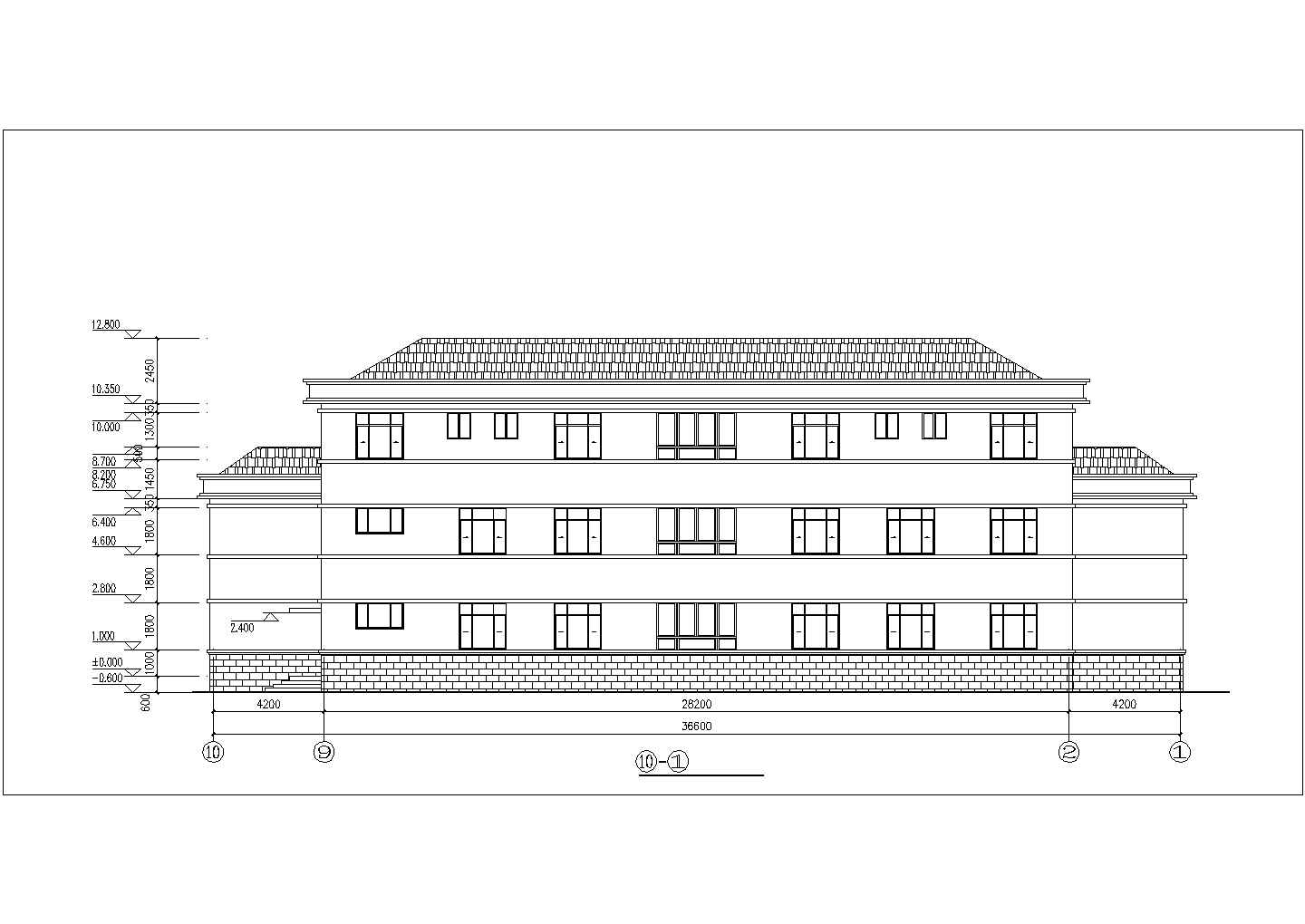 南宁市某市政单位1900平米3层砖混结构办公楼建筑设计CAD图纸