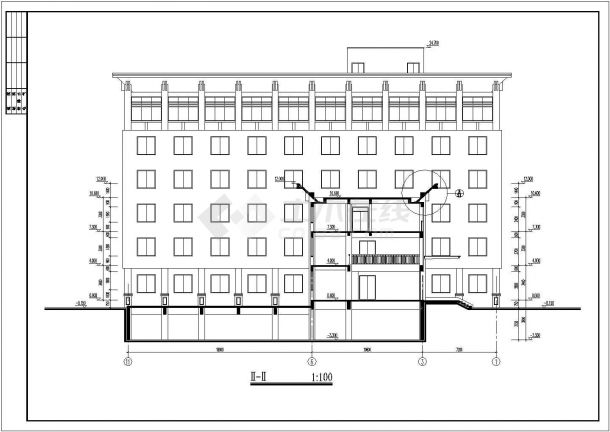 南京市某行政单位5100平米6层框架结构办公楼建筑设计CAD图纸-图二