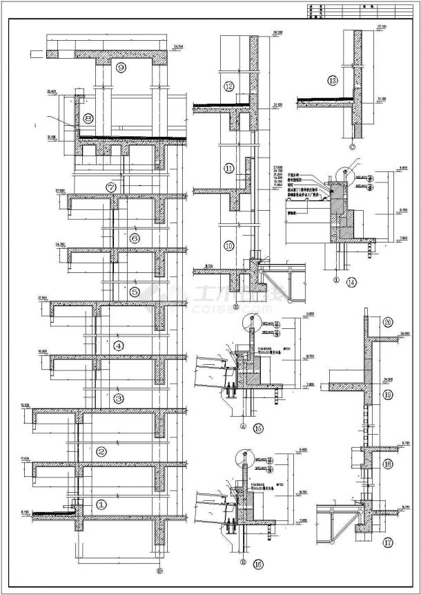 扬州某豪华翡翠山湖酒店全套建筑施工设计cad图(含机房顶平面图)-图二