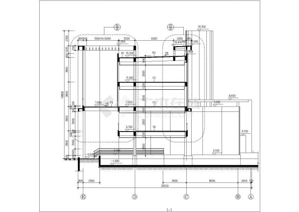 广州市某企业单位4层框架结构办公楼全套建筑设计CAD图纸-图一