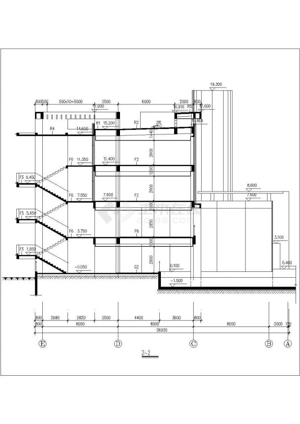 广州市某企业单位4层框架结构办公楼全套建筑设计CAD图纸-图二