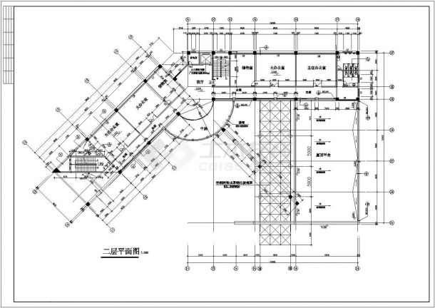 长沙某市政企业单位5100平米7层框架结构办公楼建筑设计CAD图纸-图一