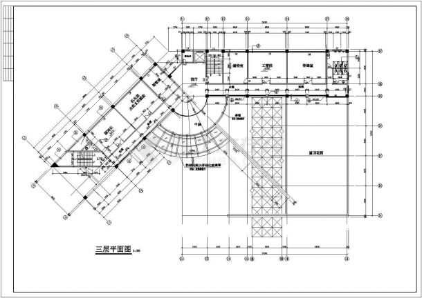 长沙某市政企业单位5100平米7层框架结构办公楼建筑设计CAD图纸-图二