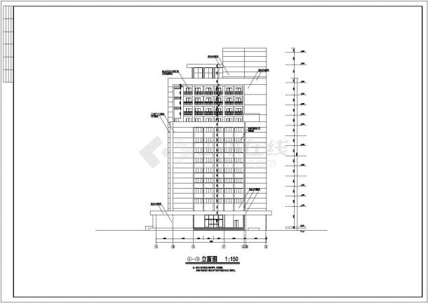 1.1万平米12层框架结构商务酒店建筑设计CAD图纸（含机房层和地下1层）-图一