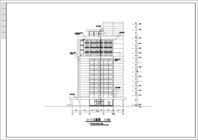 1.1万平米12层框架结构商务酒店建筑设计CAD图纸（含机房层和地下1层）_图1