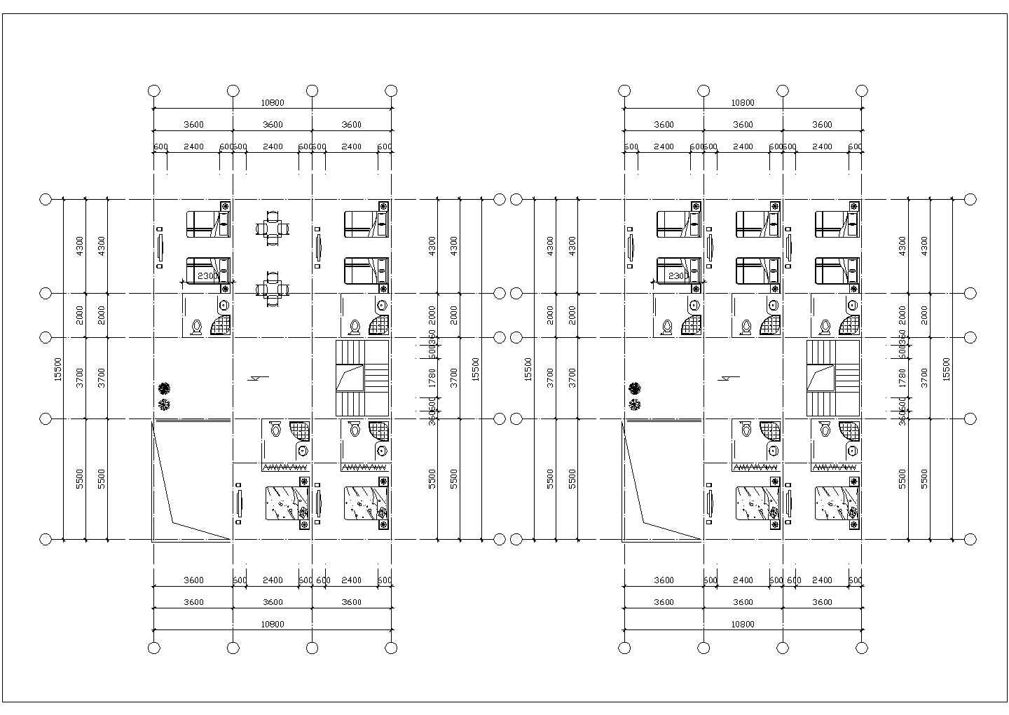 670平米4层砖混结构简约型旅馆建筑设计CAD图纸（含夹层）