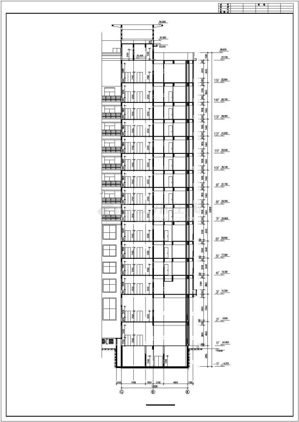 某商业街1.3万平米15层钢混框架结构商务酒店建筑设计CAD图纸-图二