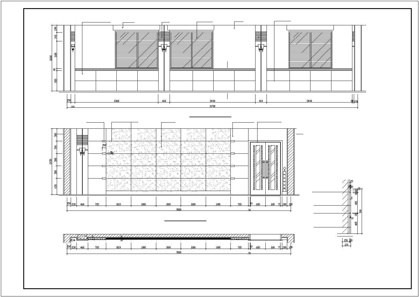 榆林市某商业街8600平米四层框架结构商务酒店装修施工设计CAD图纸