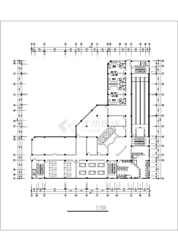 济南市某商业街1.7万平米22层框架结构商务酒店全套建筑设计CAD图纸-图二