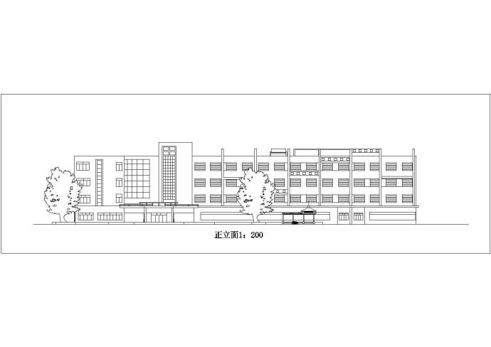 兰州市某商业街5600平米四层框架结构商务宾馆建筑设计CAD图纸_图1