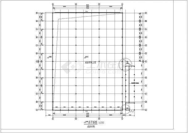 淮安市某仓库成品车间钢结构CAD建筑施工图（含平面图）-图二
