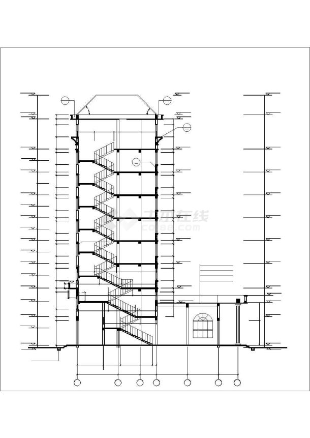 广州市某小区3400平米8层框架结构商务酒店建筑设计CAD图纸-图一