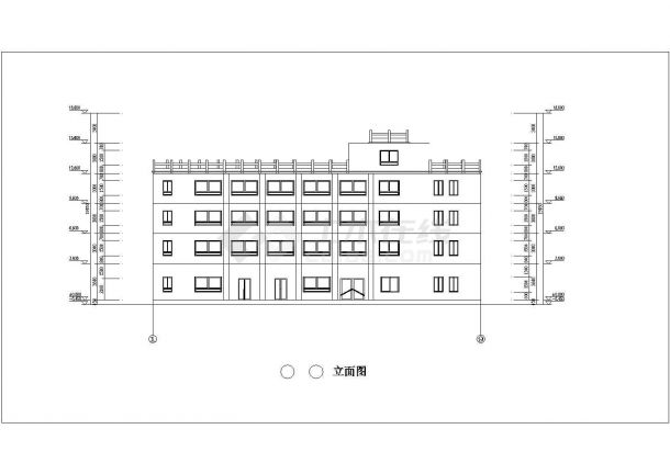 长沙市某商业街3100平米四层框架结构商务大酒店建筑设计CAD图纸-图一