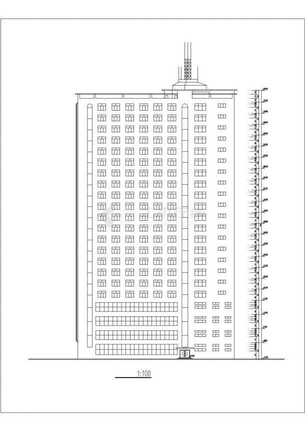 1.8万平米22层框架剪力墙结构星级酒店全套建筑设计CAD图纸-图一