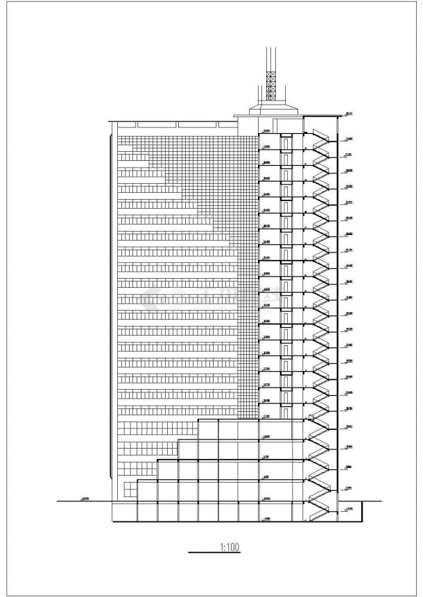 1.8万平米22层框架剪力墙结构星级酒店全套建筑设计CAD图纸-图二
