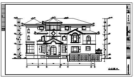 别墅设计_某三层带半地下室欧式风格别墅建筑施工cad图，含效果图-图二