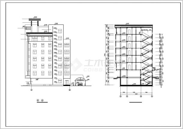 呼和浩特某街道1万平米7层框架结构星级酒店全套建筑设计CAD图纸-图一