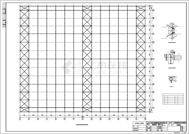 郑州市某工厂单层钢结构生产厂房全套结构设计CAD图纸-图一