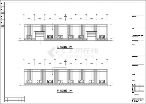 郑州市某工厂5900平米单层钢结构厂房建筑设计CAD图纸-图一