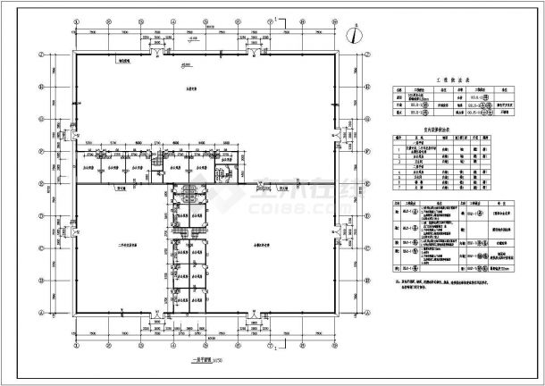 展厅设计_某两层汽车展厅建筑施工CAD图-图一